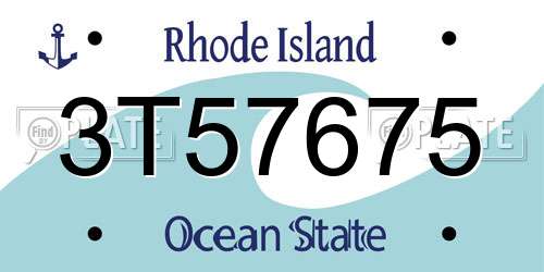 3T57675 Rhode Island License Plate