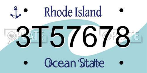 3T57678 Rhode Island License Plate