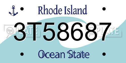 3T58687 Rhode Island License Plate