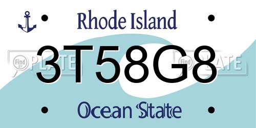3T58G8 Rhode Island License Plate