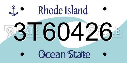 3T60426 Rhode Island License Plate