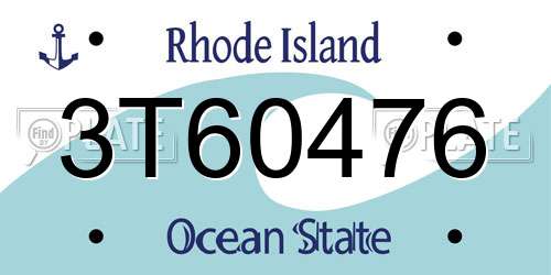 3T60476 Rhode Island License Plate