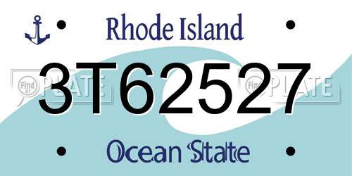 3T62527 Rhode Island License Plate
