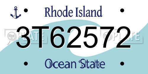 3T62572 Rhode Island License Plate