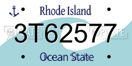 3T62577 Rhode Island License Plate