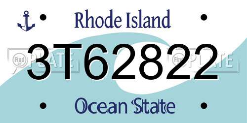 3T62822 Rhode Island License Plate