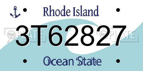 3T62827 Rhode Island License Plate