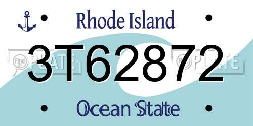3T62872 Rhode Island License Plate