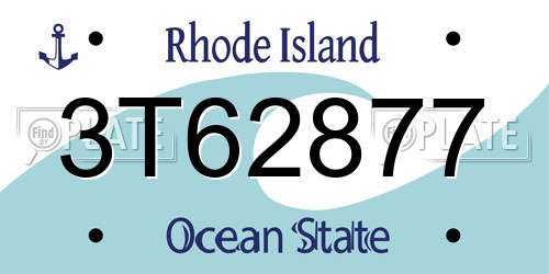 3T62877 Rhode Island License Plate