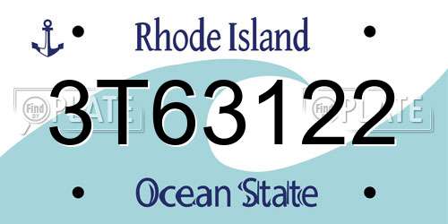 3T63122 Rhode Island License Plate