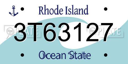 3T63127 Rhode Island License Plate