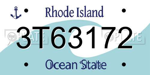 3T63172 Rhode Island License Plate