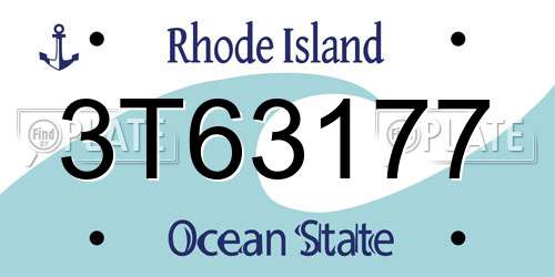 3T63177 Rhode Island License Plate