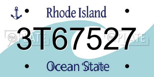 3T67527 Rhode Island License Plate