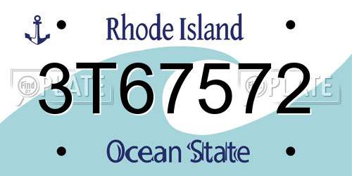 3T67572 Rhode Island License Plate