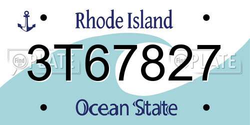 3T67827 Rhode Island License Plate
