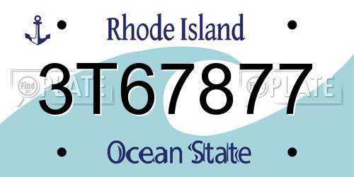 3T67877 Rhode Island License Plate