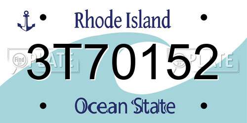 3T70152 Rhode Island License Plate