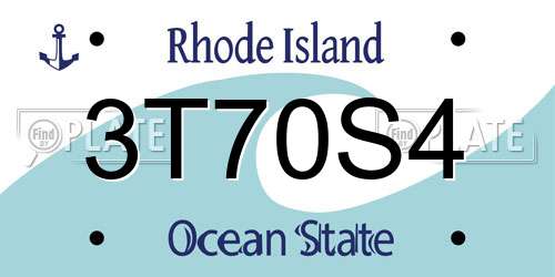 3T70S4 Rhode Island License Plate