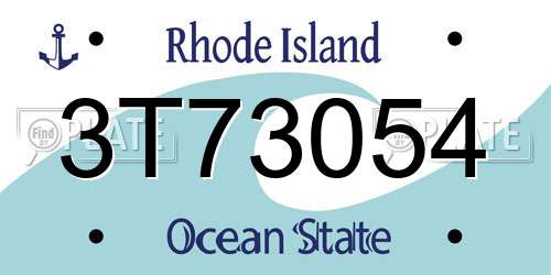 3T73054 Rhode Island License Plate