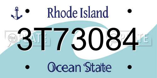 3T73084 Rhode Island License Plate