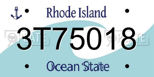3T75018 Rhode Island License Plate
