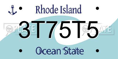 3T75T5 Rhode Island License Plate