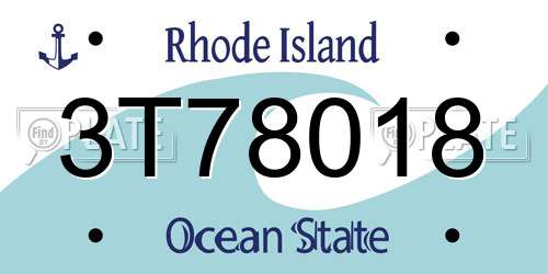 3T78018 Rhode Island License Plate