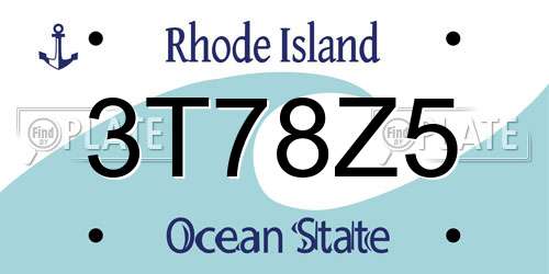 3T78Z5 Rhode Island License Plate