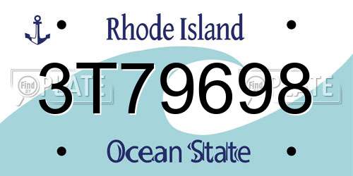 3T79698 Rhode Island License Plate