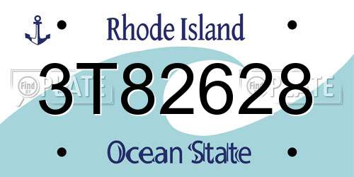 3T82628 Rhode Island License Plate