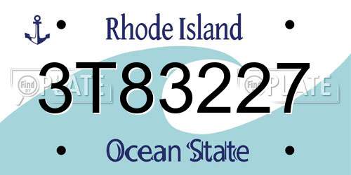 3T83227 Rhode Island License Plate