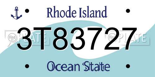 3T83727 Rhode Island License Plate