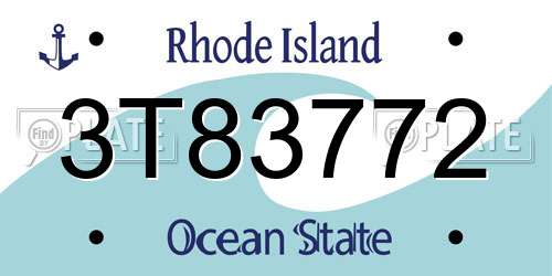 3T83772 Rhode Island License Plate