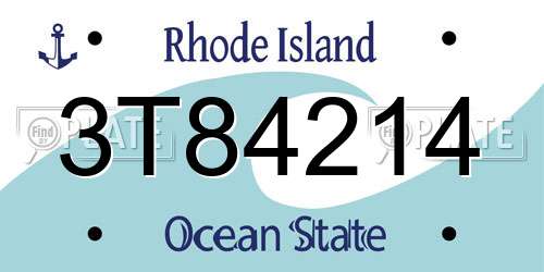 3T84214 Rhode Island License Plate