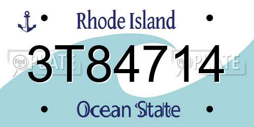 3T84714 Rhode Island License Plate