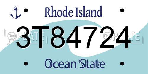 3T84724 Rhode Island License Plate