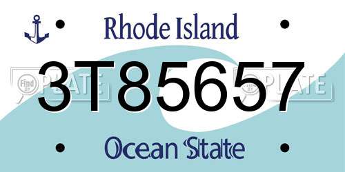 3T85657 Rhode Island License Plate