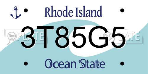 3T85G5 Rhode Island License Plate
