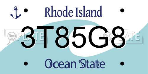 3T85G8 Rhode Island License Plate