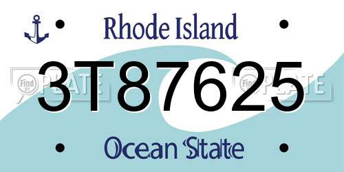 3T87625 Rhode Island License Plate
