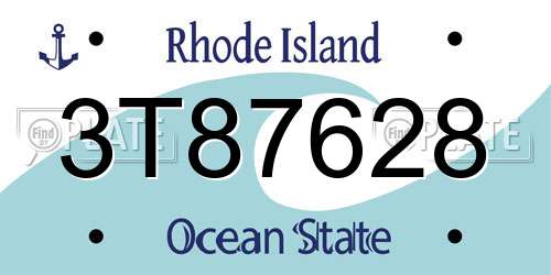 3T87628 Rhode Island License Plate