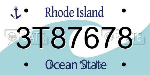 3T87678 Rhode Island License Plate