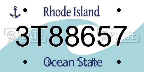 3T88657 Rhode Island License Plate