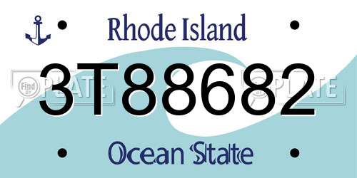 3T88682 Rhode Island License Plate