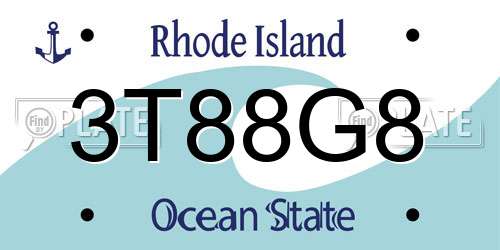 3T88G8 Rhode Island License Plate