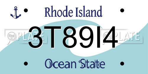 3T89I4 Rhode Island License Plate