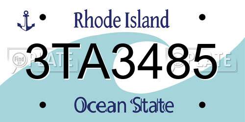 3TA3485 Rhode Island License Plate