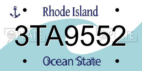 3TA9552 Rhode Island License Plate
