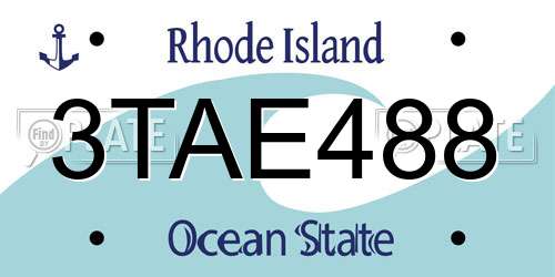 3TAE488 Rhode Island License Plate